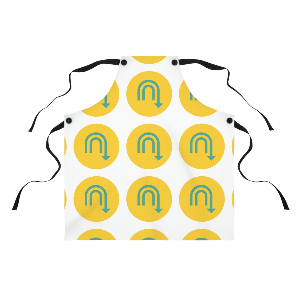 Yellow Loop Arrow Pattern Apron – Playful Retro Kitchen Apron