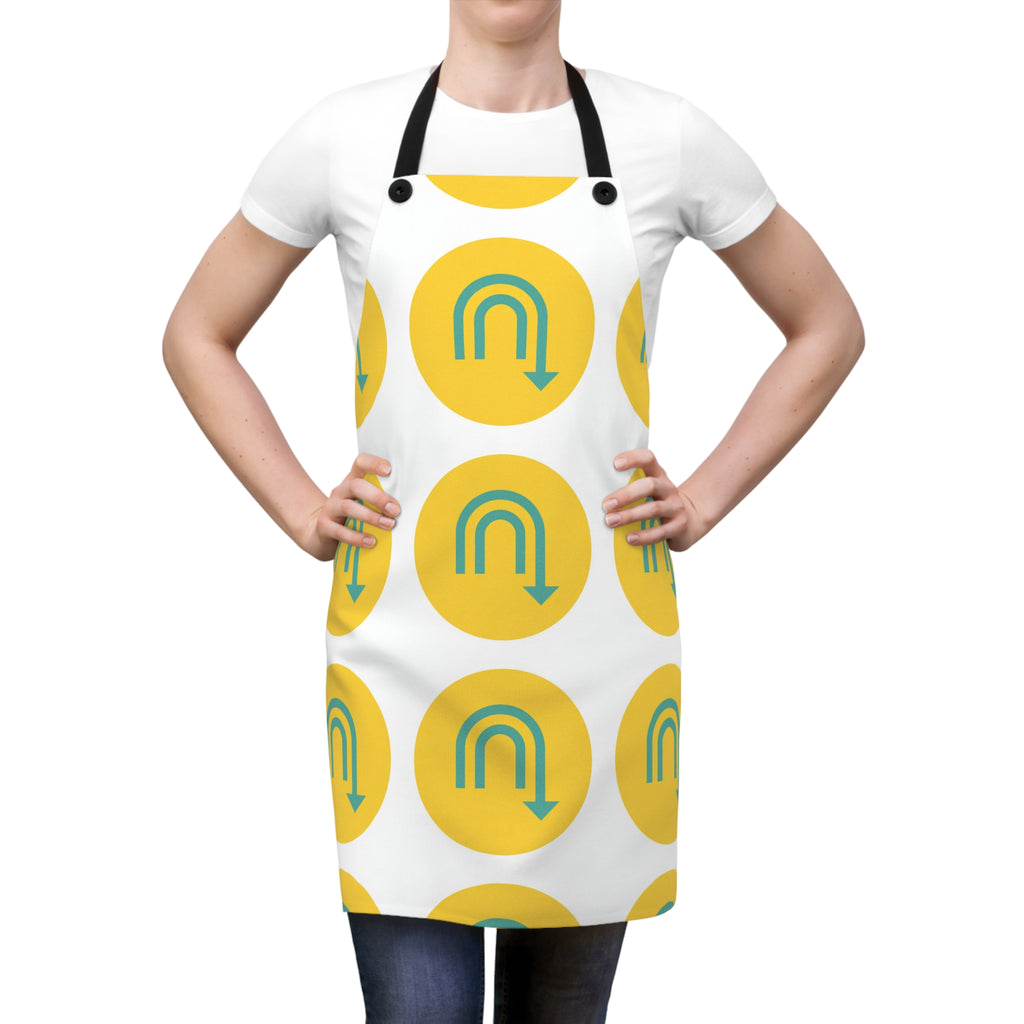 Yellow Loop Arrow Pattern Apron – Playful Retro Kitchen Apron