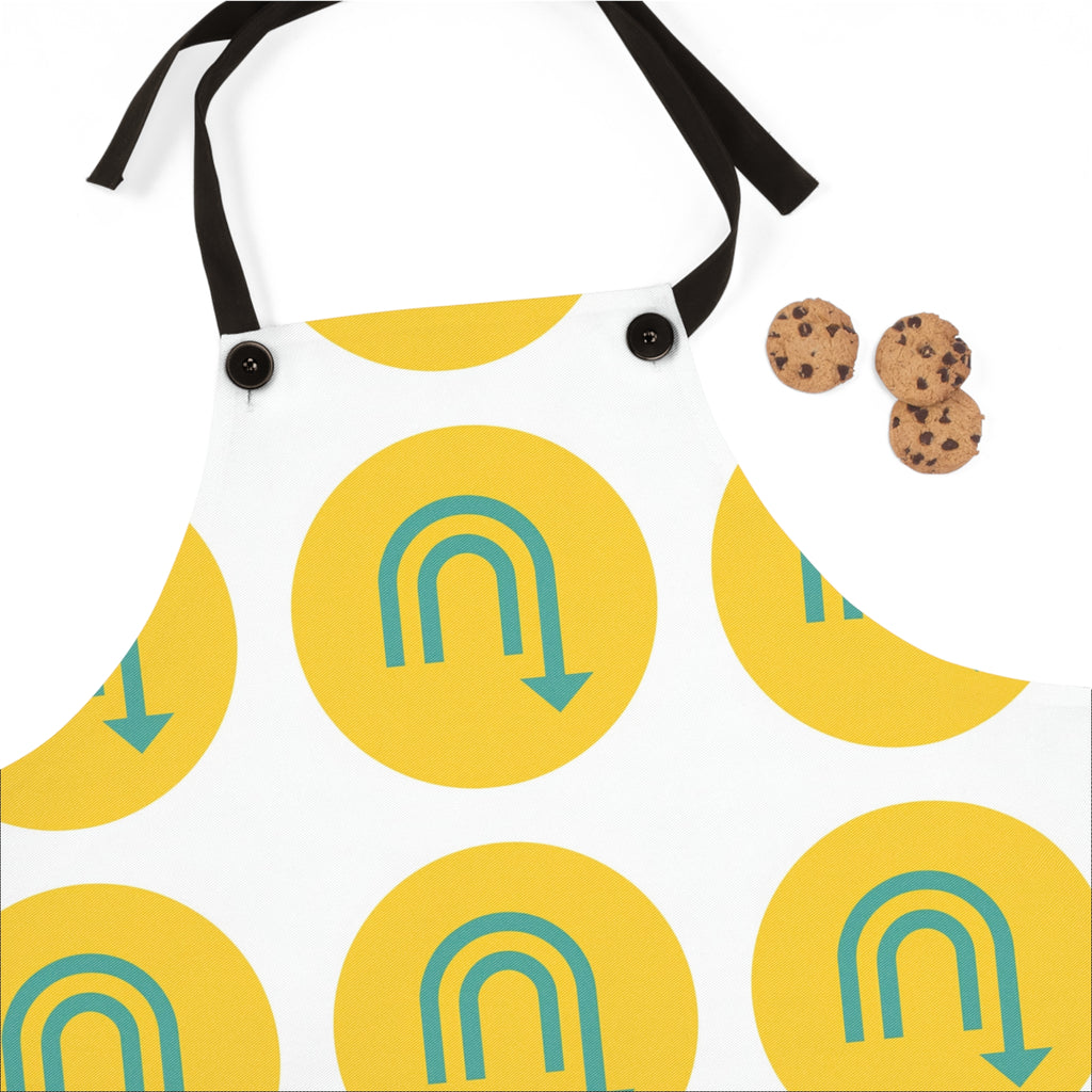 Yellow Loop Arrow Pattern Apron – Playful Retro Kitchen Apron