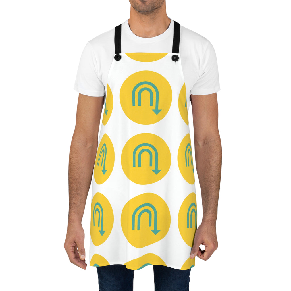 Yellow Loop Arrow Pattern Apron – Playful Retro Kitchen Apron